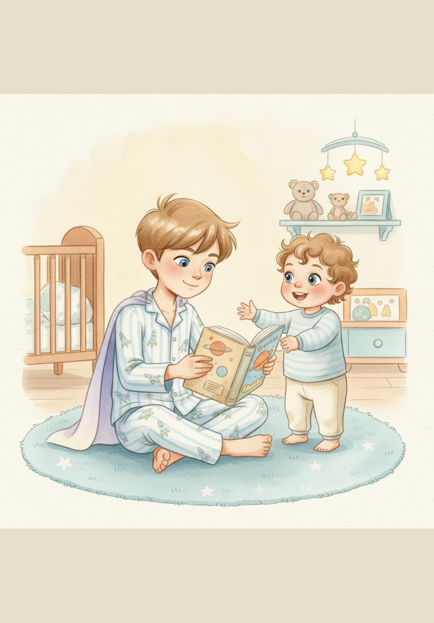 With the mission complete, the two brothers curl up under their warm blankets for a peaceful night. Jamir falls fast asleep with his paci, snuggled safely next to his big brother Jayce.