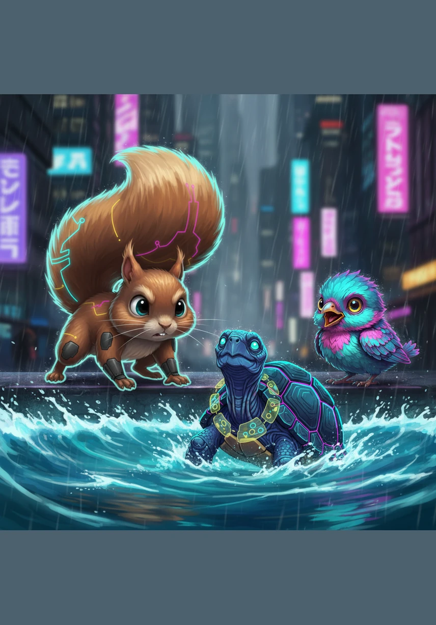 Nutty wanted to help, but his legs felt like jelly as he looked at the crashing water. Just then, a wise old turtle named Barnaby surfaced and told him that courage isn't the absence of fear, but the decision that something else is more important.