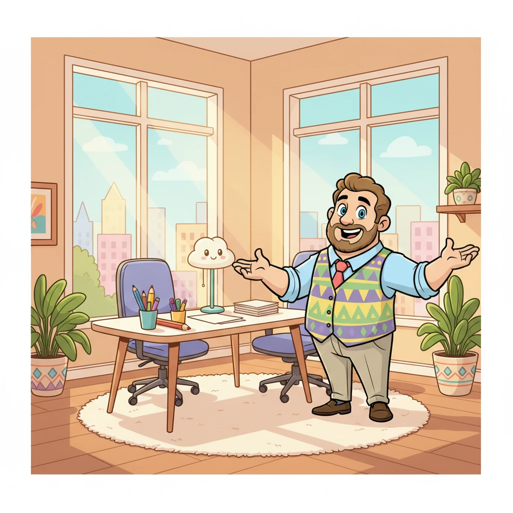 The corner office itself was a marvel, bathed in golden sunlight streaming through expansive windows that offered a breathtaking view of the city skyline. Lush green plants thrived in ceramic pots, and a sleek, modern desk sat invitingly in the middle, looking like the perfect spot for big ideas to blossom. Everything about it screamed 'dream workspace'.