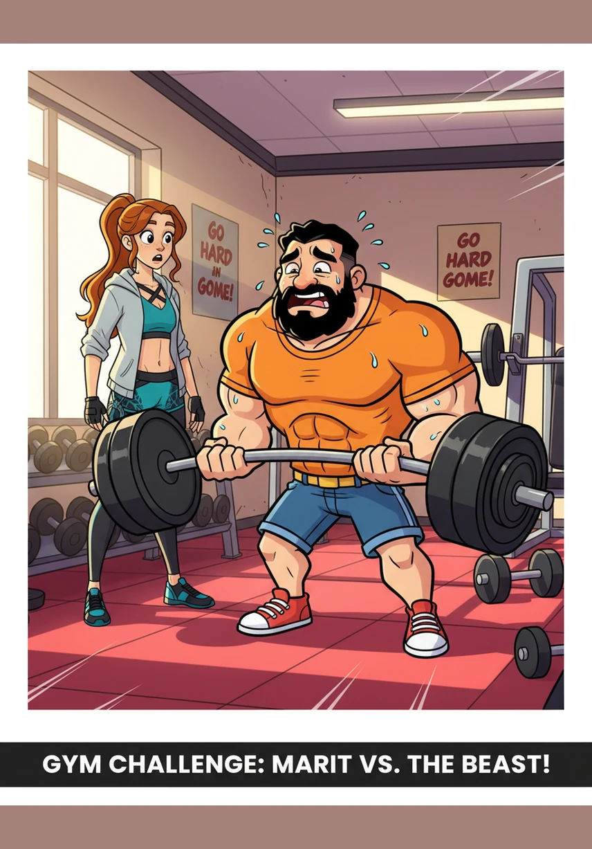 In the brightly lit gym, Marit grips a pair of five-kilogram dumbbells with total focus. She performs a focused set of bicep curls, feeling the familiar burn of the cold metal against her palms.