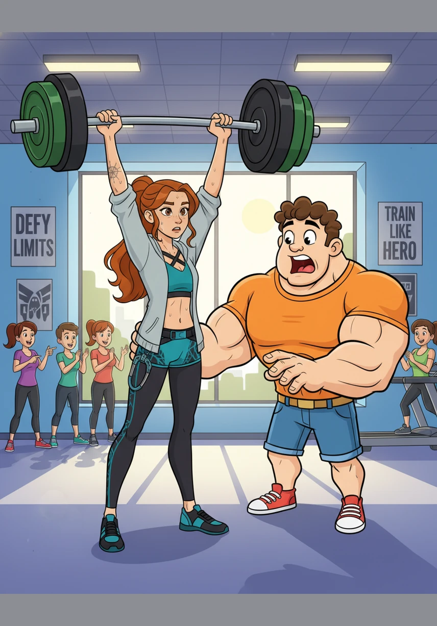 After her workout, Marit is shocked to see her biceps looking noticeably fuller in the gym mirror. She flexes her arm and realizes she has already gained two centimeters of muscle in a single session.