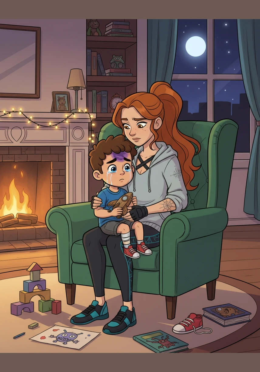 The next day, Marit watches her eight-year-old brother, Germain, sitting at the living room table. Despite his young age, Germain is remarkably heavy and muscular, possessing the natural strength Marit deeply admires.