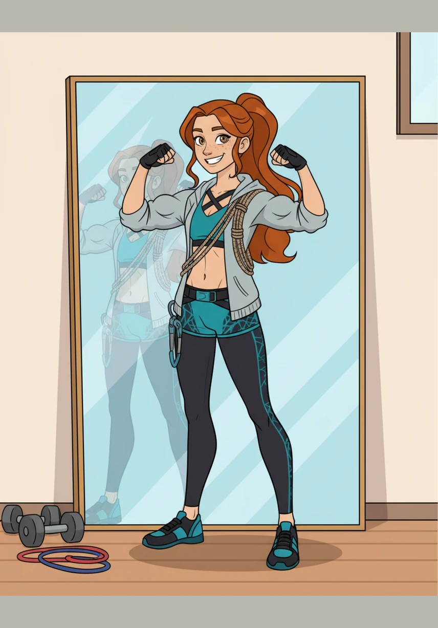 Standing proudly before the mirror, Marit flexes her arm and admires the sharp new peak forming on her bicep. Her journey of growth has truly begun, and she can feel the power within her continuing to rise as she achieves her goals.