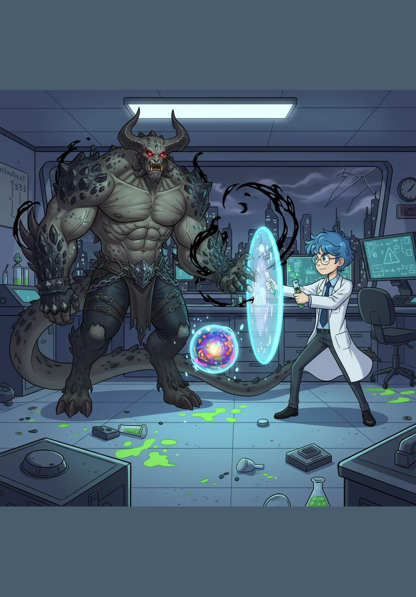 Instead of flinching, Rei stops and levels a piercing, cold glare directly into 001’s eyes. The monster suddenly freezes, his predatory instincts overridden by a strange, magnetic authority radiating from the silent man. For the first time in history, the dangerous subject stands perfectly still.