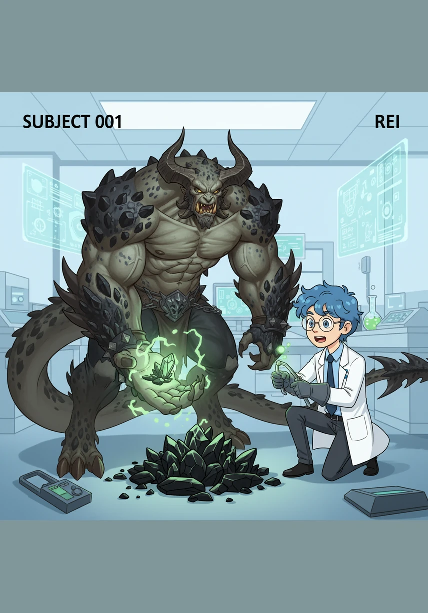 To everyone's shock, 001 leans down and presses a firm, demanding kiss against Rei’s lips. Rei freezes, a deep crimson blush spreading across his face as the world around him disappears. In that moment, the boundary between scientist and subject vanishes, replaced by a raw, undeniable spark.