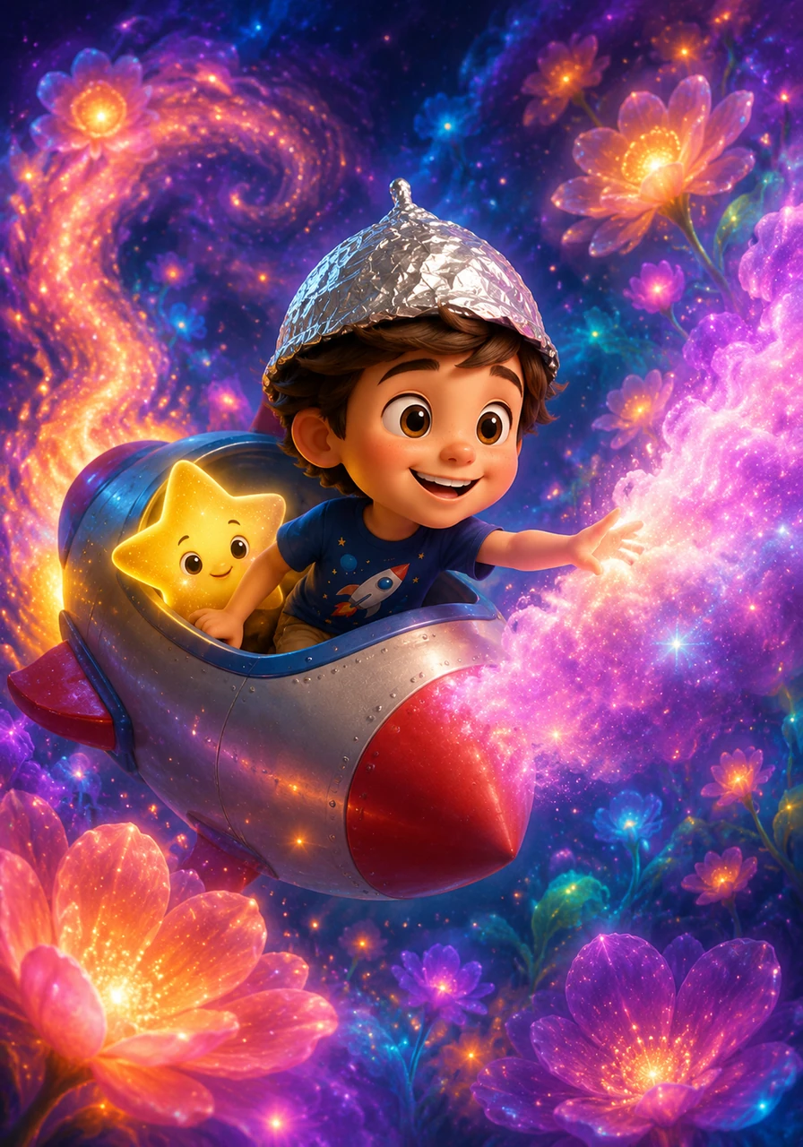 They zoomed through a giant nebula that looked like a garden of glowing flowers. The colors were so bright they seemed to hum a gentle, lullaby-like melody. Leo reached out and touched a cloud of stardust, which felt as soft as cotton candy.