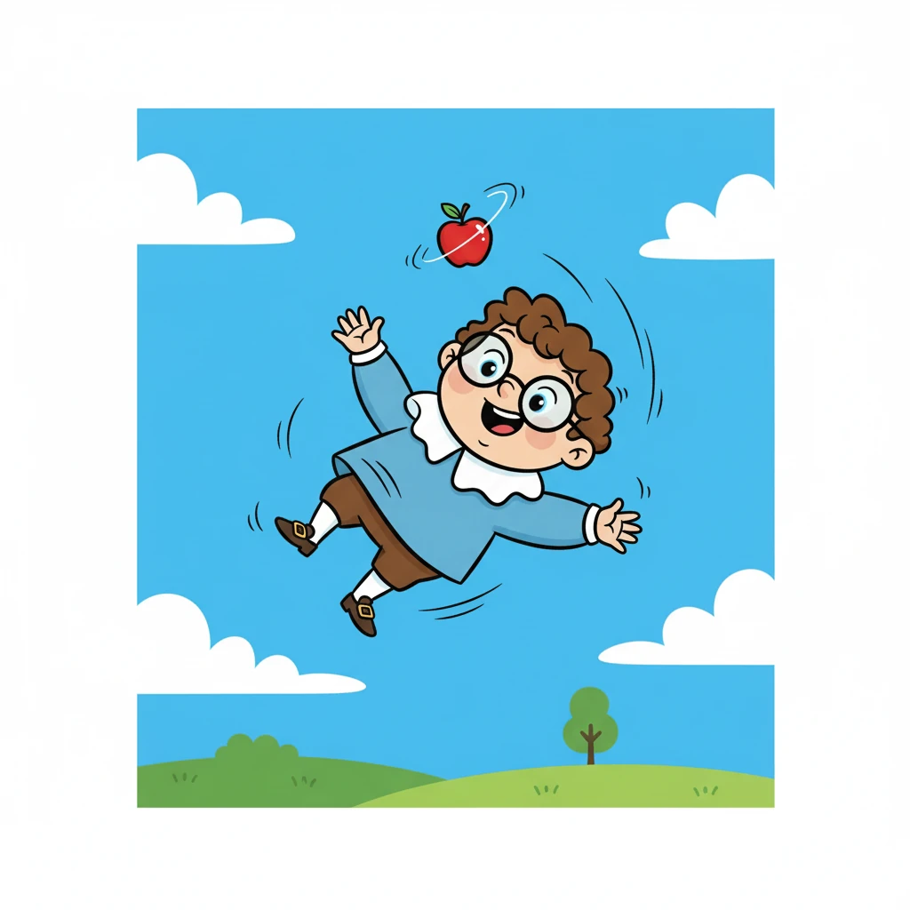 Suddenly, Newton tumbled! He zoomed downwards, a blur of red against the blue sky. He realized he was falling, experiencing his first adventure – a thrilling descent towards the ground.