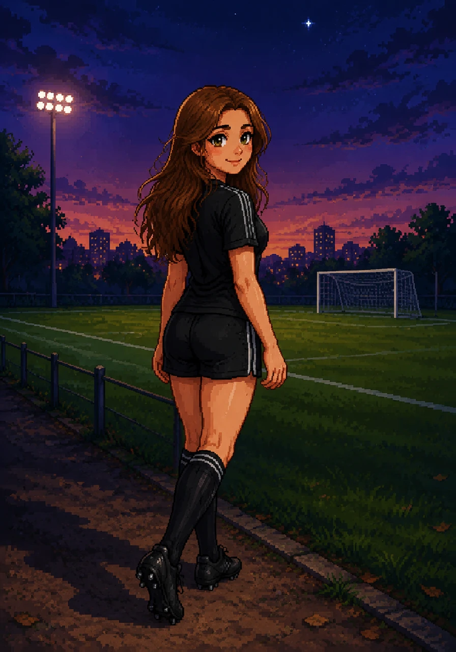 As she leaves the field, Lulu looks back over her shoulder with a final, enchanting glance that promises more adventures to come. The night is young, and the dreams of tomorrow are just beginning to take shape in the cool evening air.