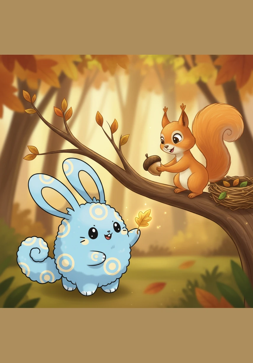 El merge la veverița Rița și îi oferă frunza aurie pentru a-și decora cuibul cel nou, primind la schimb o alună mare și lucioasă. Pipo învață că un obiect care pentru el este mic poate fi foarte prețios pentru cineva care are nevoie de el. Păstrează aluna cu mare grijă în lăbuțele sale mici.