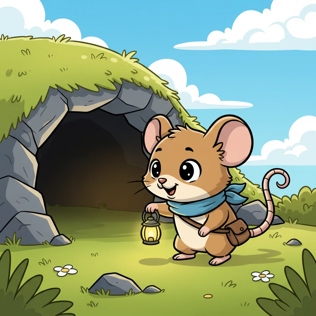 One sunny afternoon, Pip's best friend, Barnaby, a spunky mouse with a striped tail, discovered a mysterious opening. It was a cave, dark and inviting for an adventurous spirit like Barnaby. He peered inside, his eyes gleaming with curiosity.