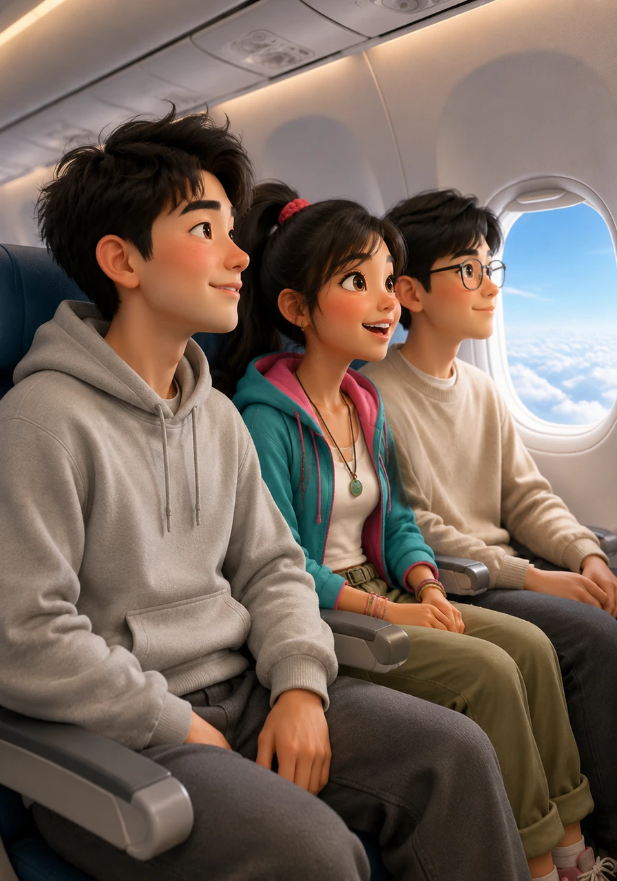 High above the clouds, a commercial airplane glides smoothly through the bright blue sky on its way to North America. Inside the cabin, three close friends sit together, looking out the window with faces full of anticipation. Ichiro, a twenty-two-year-old university student from Japan, smiles as he realizes they are only an hour away from their destination.