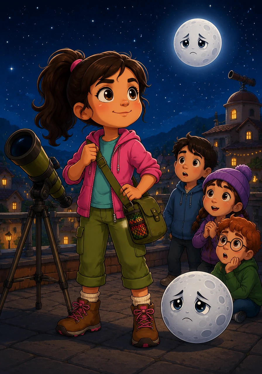 Luna, a curious girl with a heart full of wonder, looked at her empty telescope and knew she could not just wait for the light to return. She gathered her courage and decided that if the moon was missing, she would be the one to find it.