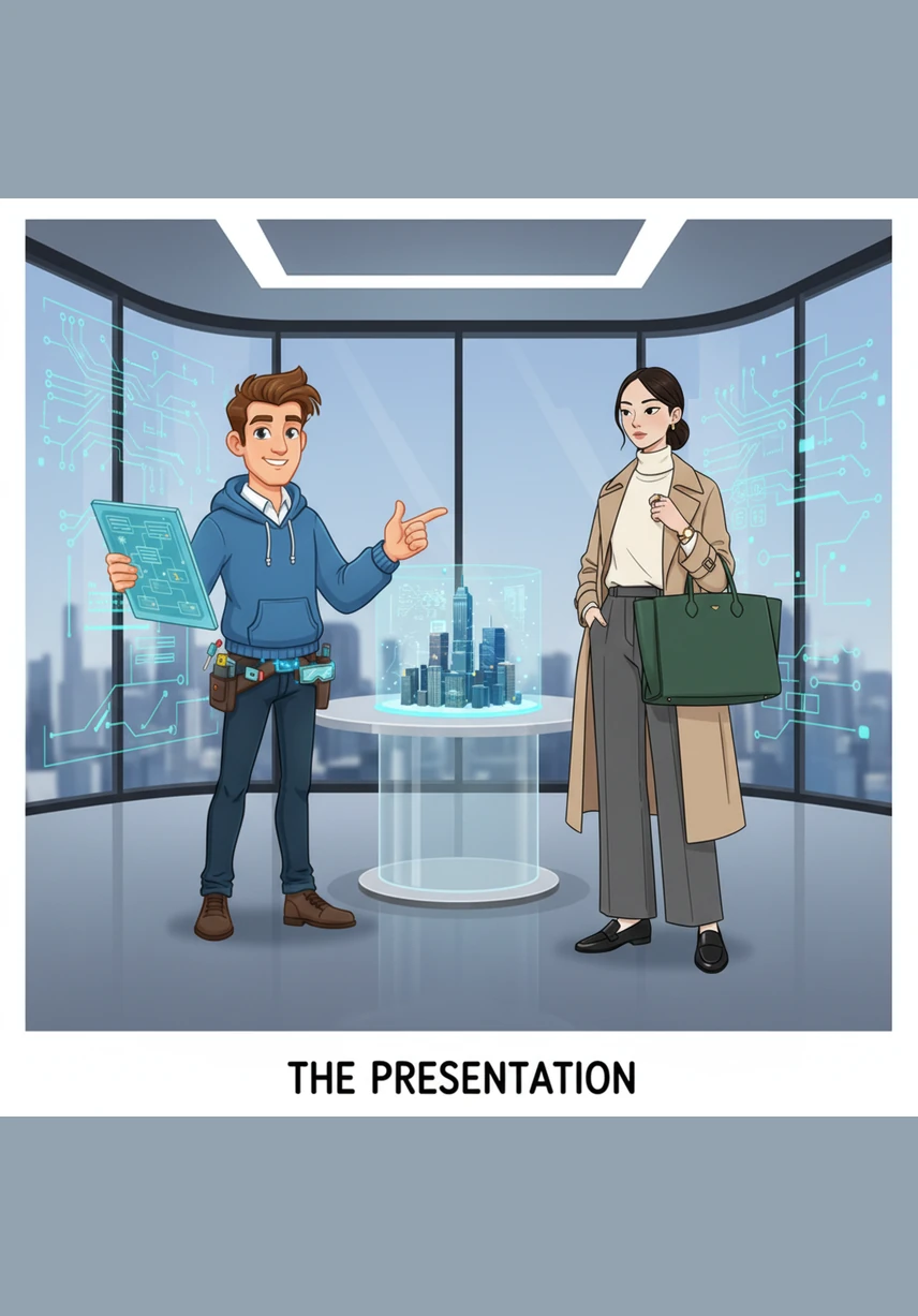 Julian Almeyda stands in his sleek, modern studio, looking at a digital blueprint on a massive transparent screen. He dreams of a world where wellness meets cutting-edge technology to create a seamless, high-end luxury experience for every client.
