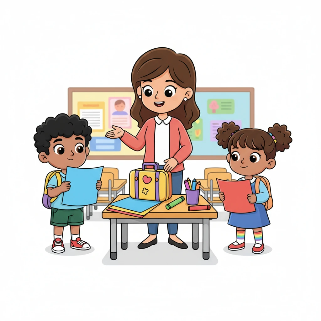 Un lunes, la maestra Marta sorprendió a la clase con cartulinas de colores, rotuladores y una maleta de juguete. "Hoy hablaremos de lo que cada uno lleva dentro," explicó con dulzura. Cada niño eligió un color que representara algo importante de su vida, como Ana el azul de la calma o Marcos el rojo de la energía.