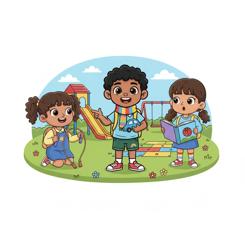 En los recreos, los compañeros empezaron a hacer pequeños grandes cambios. Explicaban los juegos más despacio, usaban gestos divertidos y le enseñaban nuevas palabras cada día. Con paciencia y una sonrisa, preguntaban a Amir sobre sus costumbres, construyendo un puente real de entendimiento.