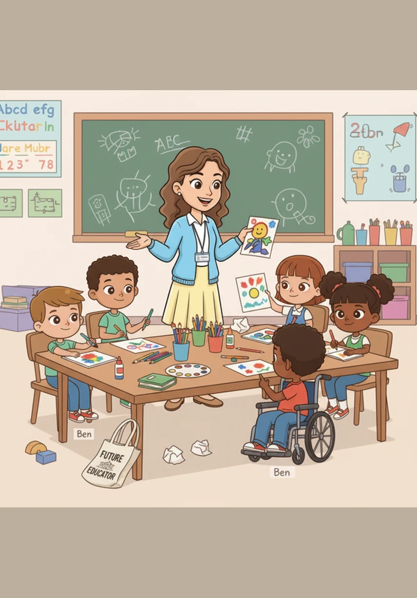 At the art table, the students unleash their creativity with glitter, glue, and bright crayons. One student tells a silly joke that makes the whole class burst into giggles, and Ms. Angelina laughs right along with them. It is moments like these that confirmed her dream: she was born to be a teacher.