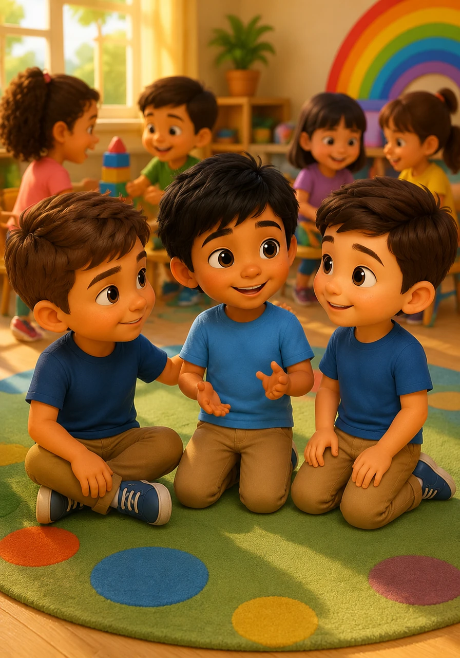 El jardín de niños se llena de risas compartidas y una nueva armonía donde todos se sienten aceptados y valorados. Diego ya no tiene miedo de hablar, porque sabe que ha encontrado amigos que no solo escuchan sus palabras, sino también su corazón.