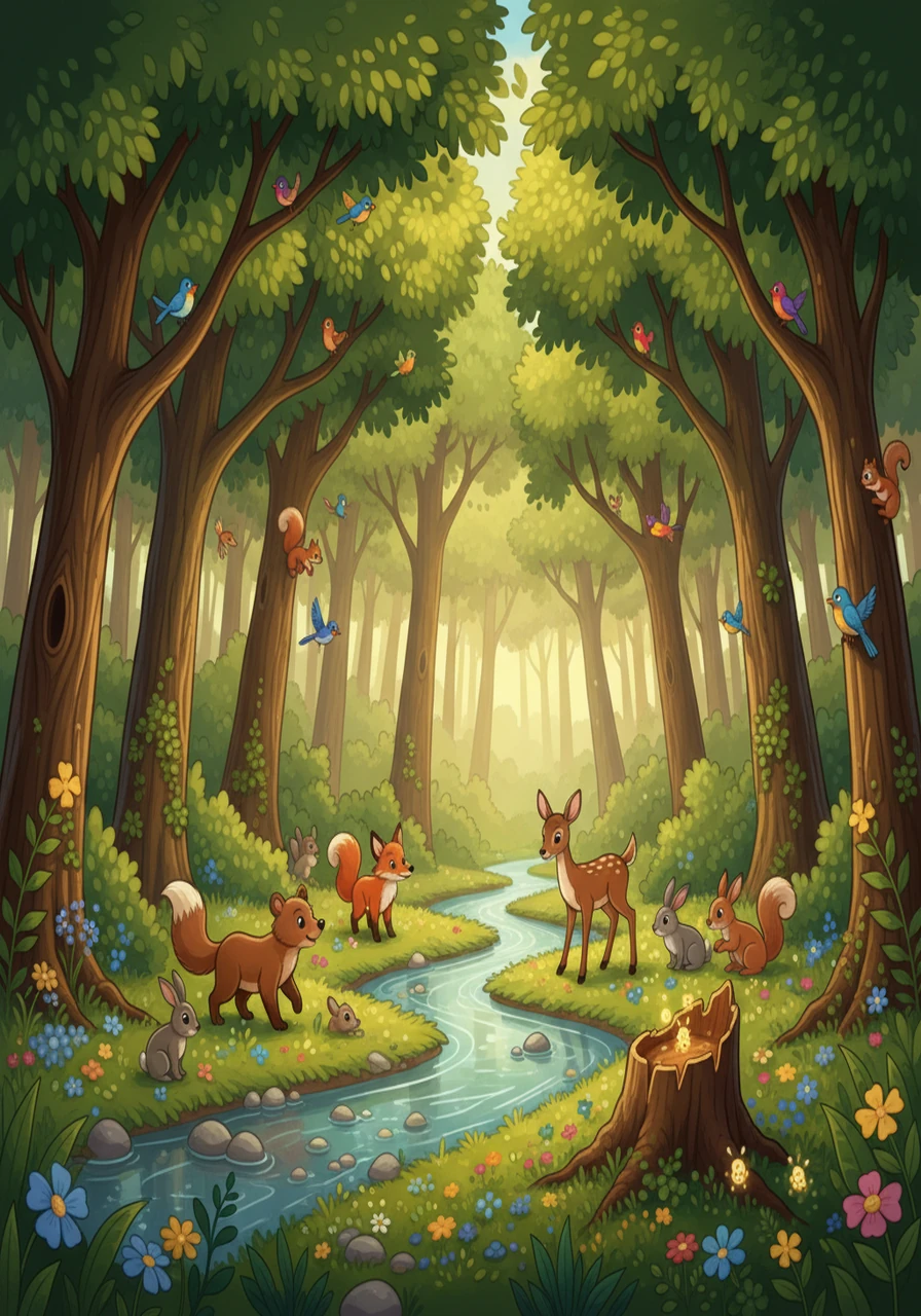 Slowly, the Whispering Woods began to regain its former glory. Lush green trees filled the forest, creating a haven for all the animals. The forest felt alive and vibrant once more.