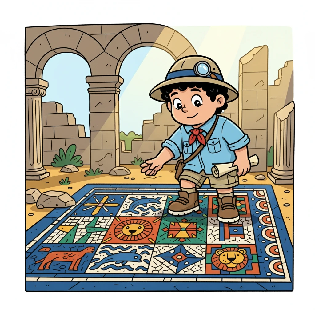 Öğrenciler, Roma İmparatorluğu'na ait bir mozaik gördüler. Mozaikteki renkler ve desenler, o dönemin sanat anlayışını yansıtıyordu. Efe, mozaik sanatına hayran kaldı ve kendi mozaikini yapmayı hayal etti.