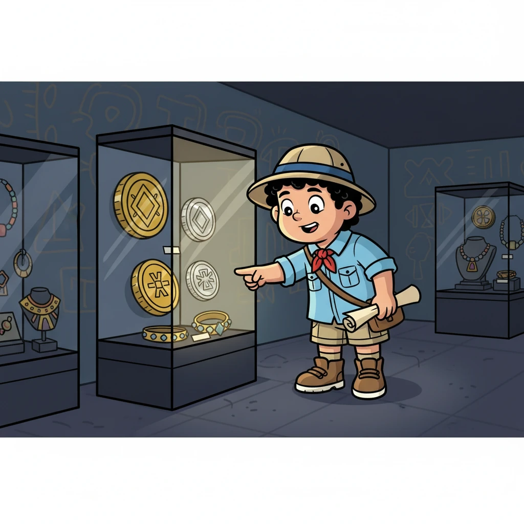 Bir sonraki odada, eski paralar ve takılar sergileniyordu. Efe, farklı medeniyetlere ait paraları inceledi ve takıların zarif tasarımlarına hayran kaldı. Tarihin içinden bir yolculuğa çıkmıştı.