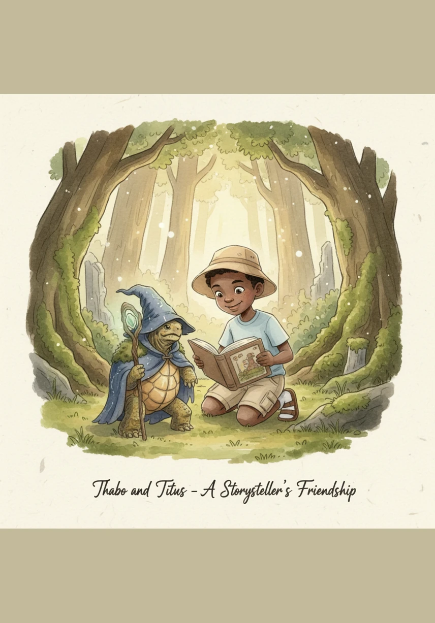 The two friends take a break at a small wooden table to enjoy some tasty treats. They sip warm rooibos tea from tin mugs while listening to the birds chirp in the trees.