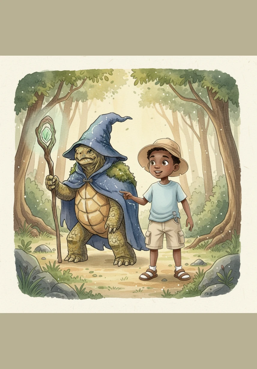 They follow the map through the tall, golden grass that tickles Thabo’s knees as they walk. Every time they take a step, they look for the next tiny sign marked on the paper.