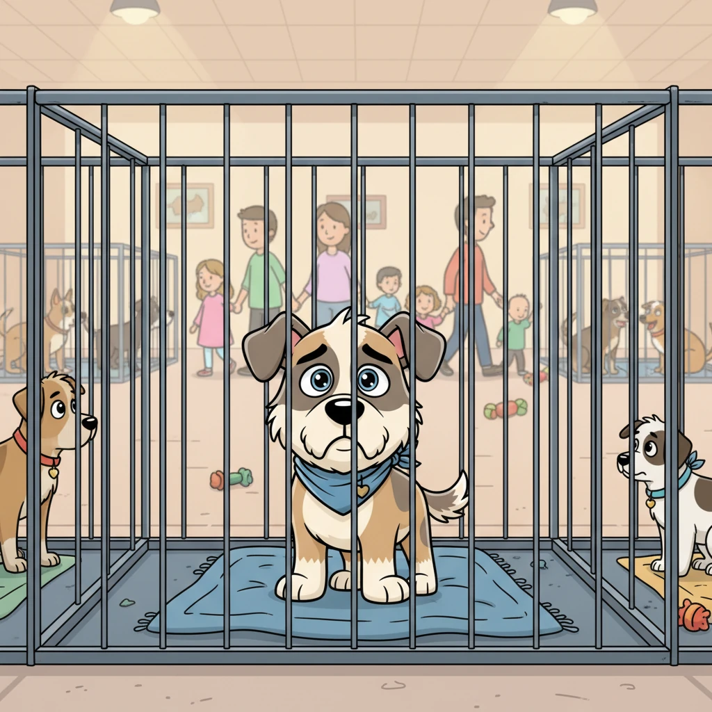 Pip, a small, scruffy dog with big, hopeful eyes, sat patiently in his kennel at the bustling animal shelter. For three long years, he had watched countless families pass by his wire-fronted home. Other dogs barked and played, but Pip just waited, a quiet observer of the parade of people.