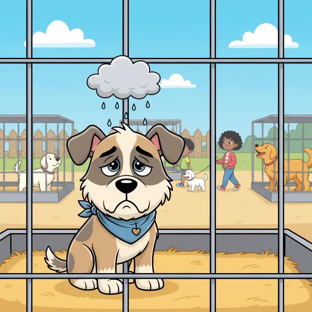 But time and again, his heart would sink as he watched them move on, often picking a fluffy puppy or a boisterous retriever from a neighboring kennel. Pip would slump back down, his tail still for a moment, a tiny cloud of sadness forming over his head.