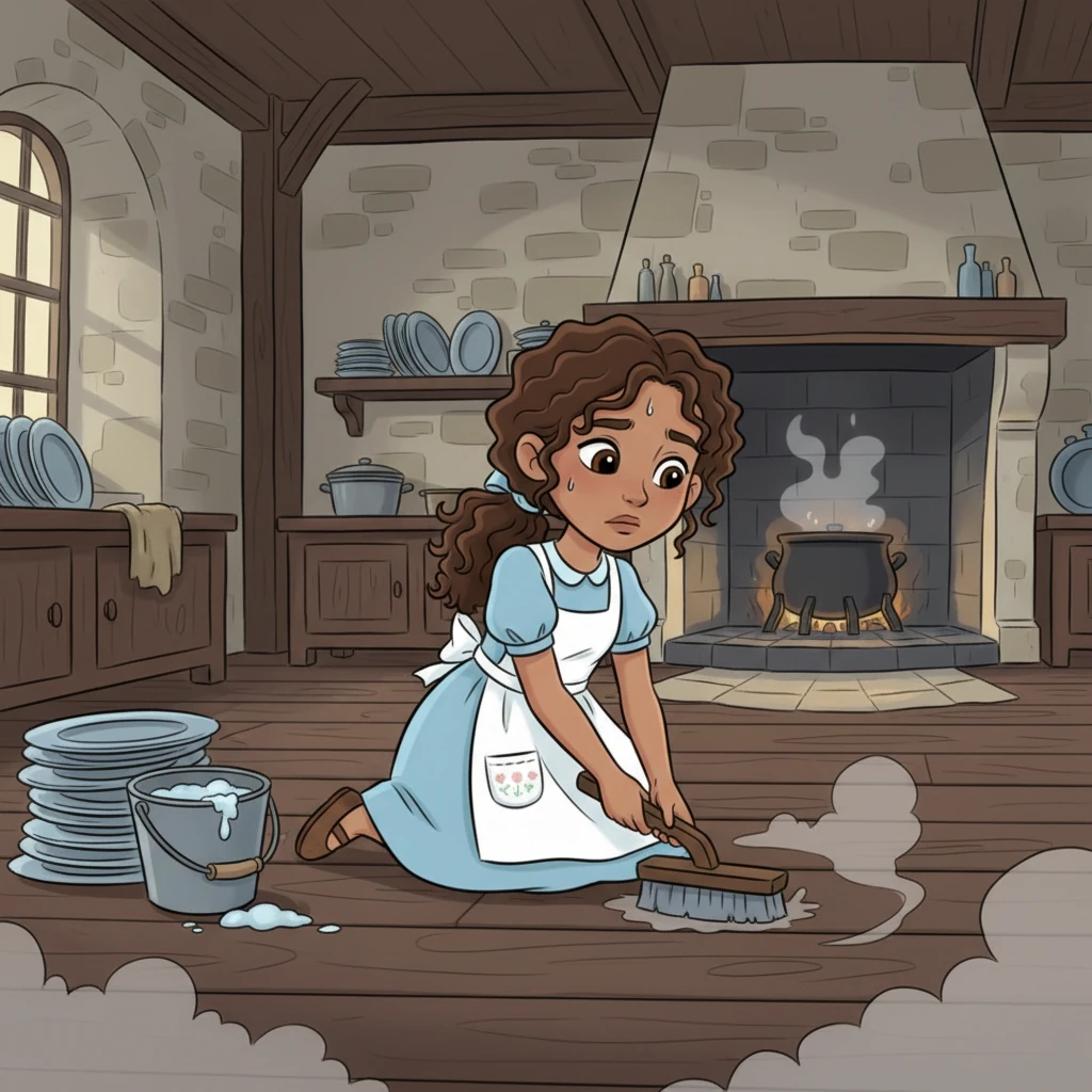 With her father gone, Ella's life transformed from joyful to laborious. Her stepmother stripped her of her comfortable clothes and gave her endless chores. Ella spent her days scrubbing floors, polishing silver, and cooking meals, treated no better than a servant.