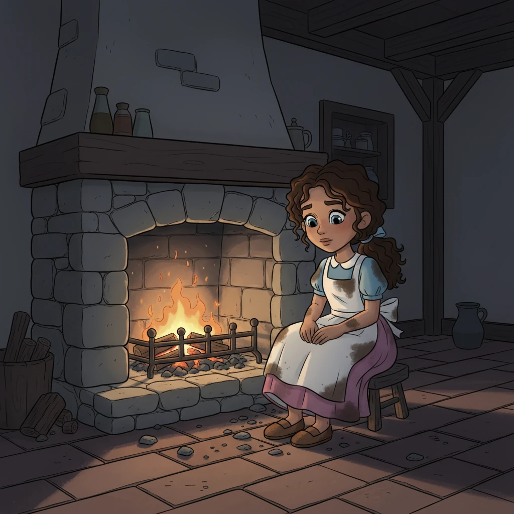 The hearth became Ella's only refuge during cold evenings, where she'd sit amongst the dying embers. Her clothes became smudged with soot and her hands perpetually dusty. She often felt a dull ache from the ceaseless toil.