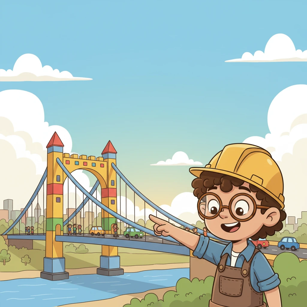 Finally, the grand new bridge stood proudly! Drike watched as people cheered, walked, and drove across it, their faces full of joy. He felt incredibly proud, knowing his special drawings had made such a big difference.