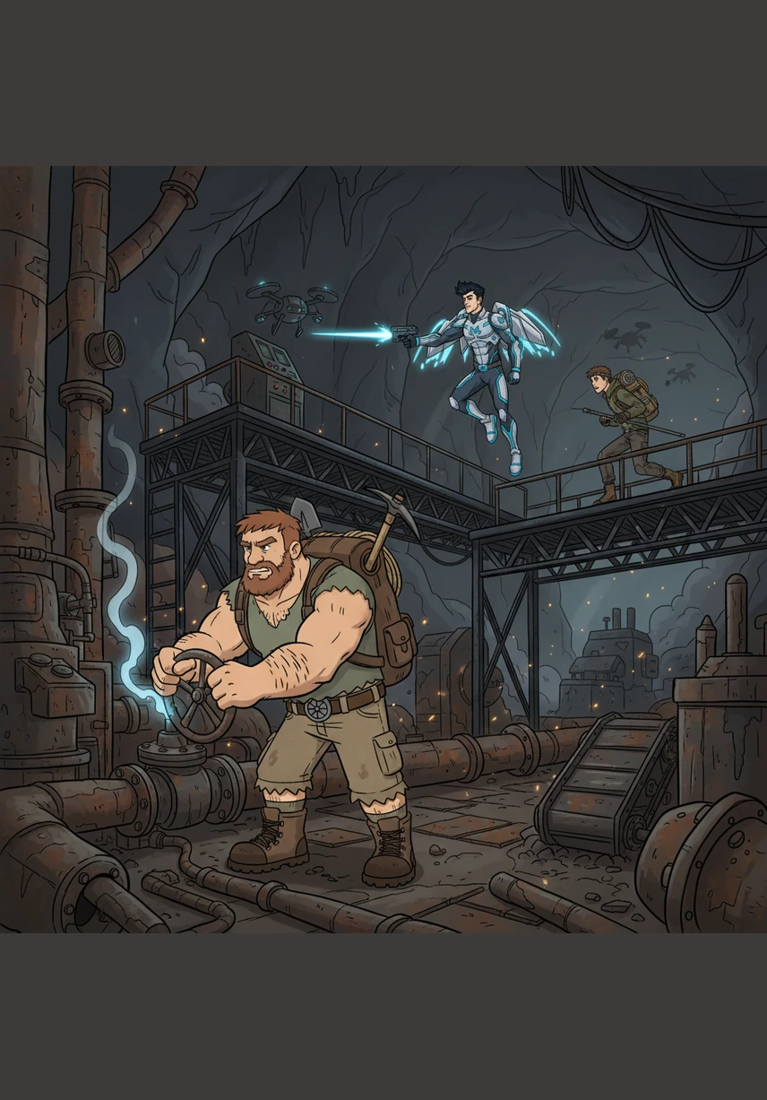 Patrick shouts into the darkness, calling out for their partner Ethan to see if he has found anything useful. From deep within the bowels of the factory, Ethan calls back with a shaky voice, telling them he has found something incredible and terrifying.