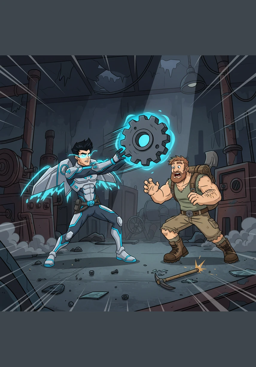 Mach throws a heavy burlap bag over the final animatronic to conceal it as they prepare to haul their heavy prizes away. They begin to exit the factory, leaving the decaying rooms behind as the storm outside continues to rage with increasing intensity.