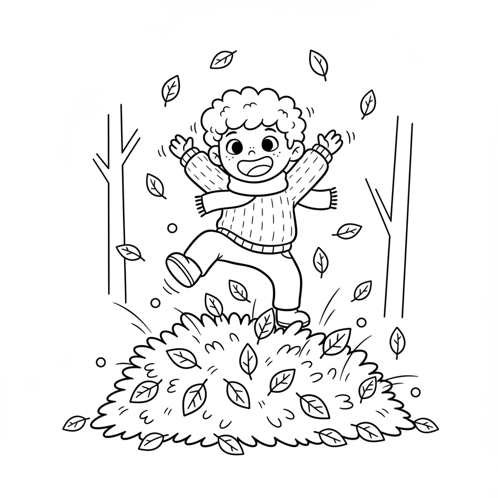 With a joyful leap, Pip dove right into the leaf pile! He rolled and tumbled, sending leaves flying in every direction. Giggles filled the air as he played hide-and-seek with himself. It was the best fall day ever.