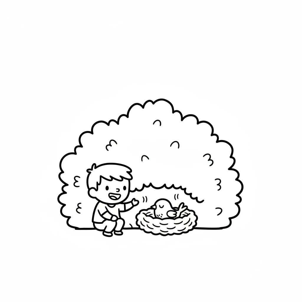 They built a small, cozy nest of leaves under a big, sturdy bush. The bird snuggled deep inside, safe and warm from the chilly wind. Pip felt proud of their teamwork and their cozy creation.