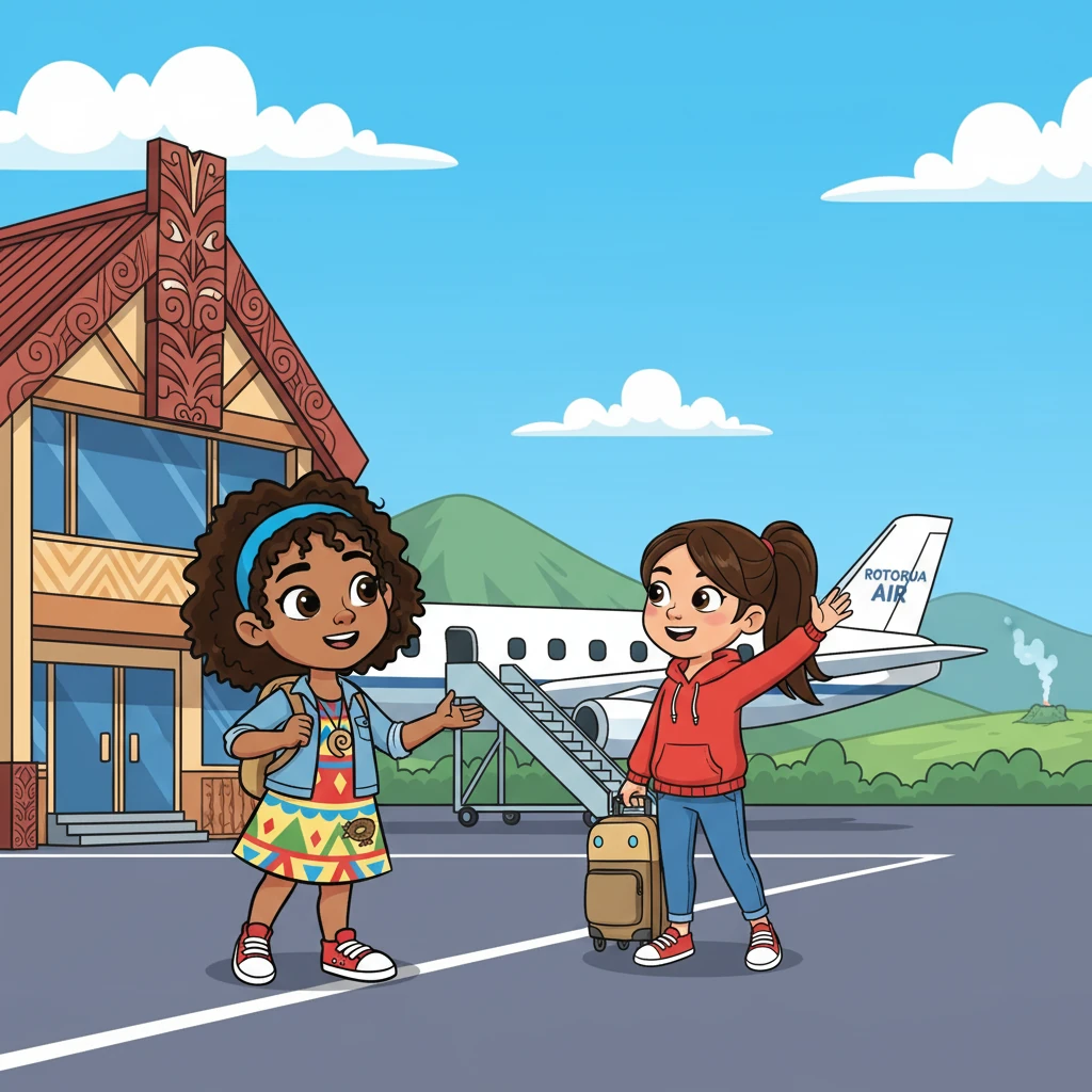 Sofía, una joven entusiasta, esperaba ansiosamente a su amiga, Elena, una estudiante de intercambio de España. Estaban a punto de embarcarse en un viaje inolvidable a Rotorua, Nueva Zelanda, para explorar sus maravillas.