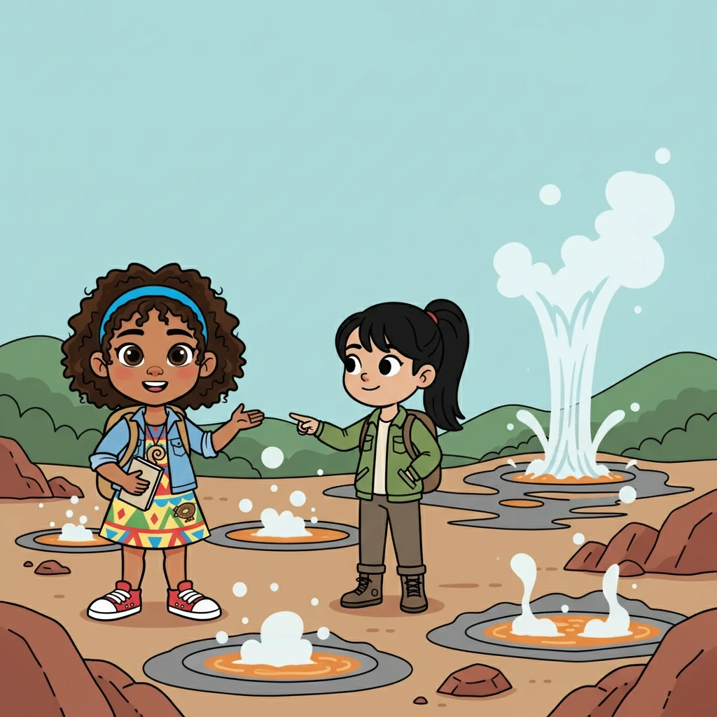 Elena llegó con una gran sonrisa y una mochila llena de curiosidad. Sofía le explicó que Rotorua era famosa por sus fenómenos geotérmicos, como los géiseres y las piscinas de barro hirviendo, ¡una experiencia única!