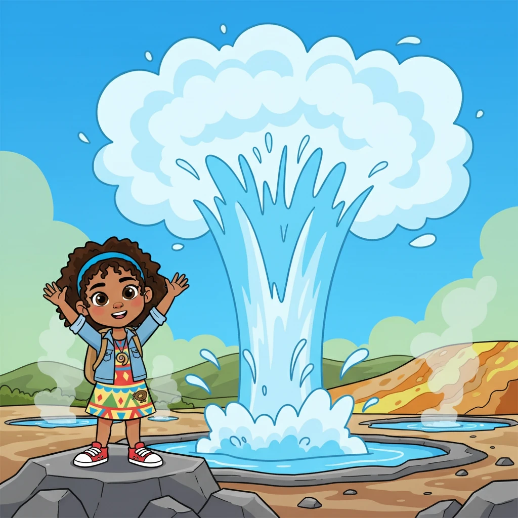 En su primera parada, se encontraron con el impresionante géiser Pohutu, que erupcionaba con fuerza, lanzando agua caliente al cielo. El olor a azufre llenaba el aire, pero la emoción era mayor.