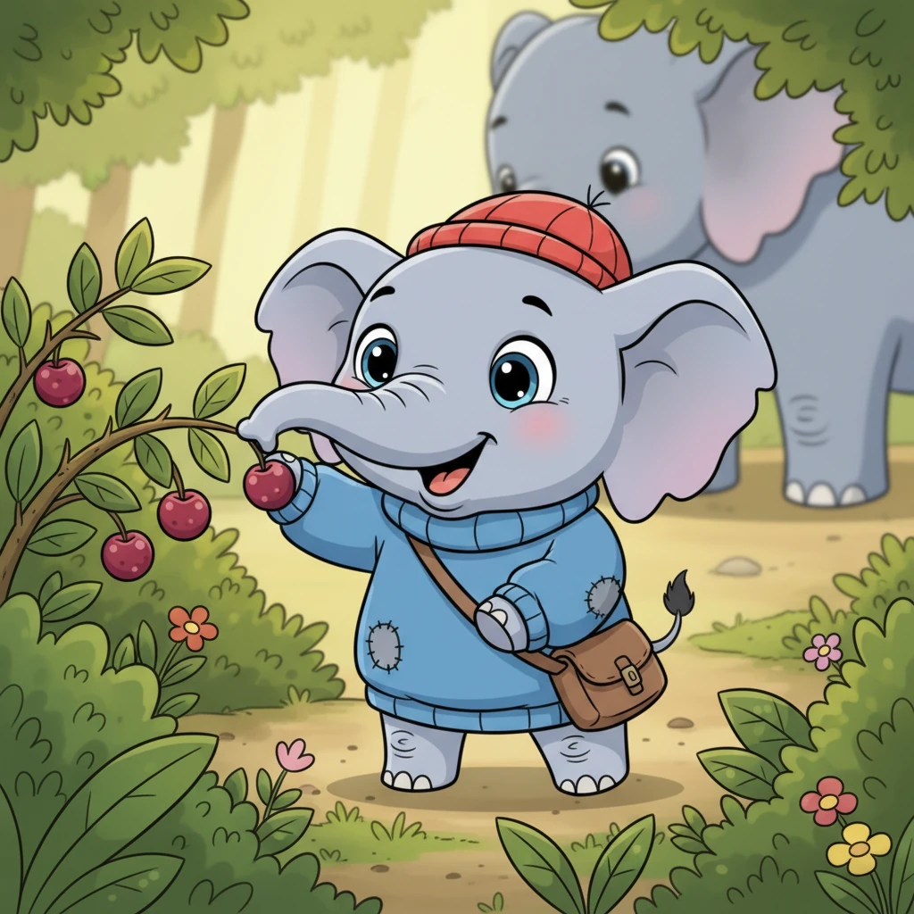 With his nimble little trunk, Pip carefully plucked the ripest berries, tasting their wonderful sweetness. He realized that his small size allowed him to find amazing treasures that others completely missed.