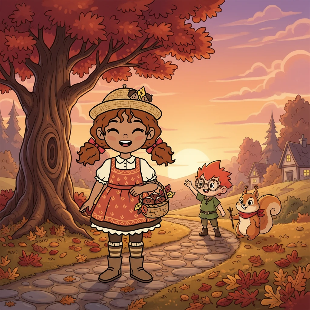 Al final del día, Castañita, Risa y Pincho se despidieron, prometiendo volver a jugar al día siguiente. Castañita, feliz y llena de recuerdos, regresó a su hogar, soñando con más aventuras otoñales.