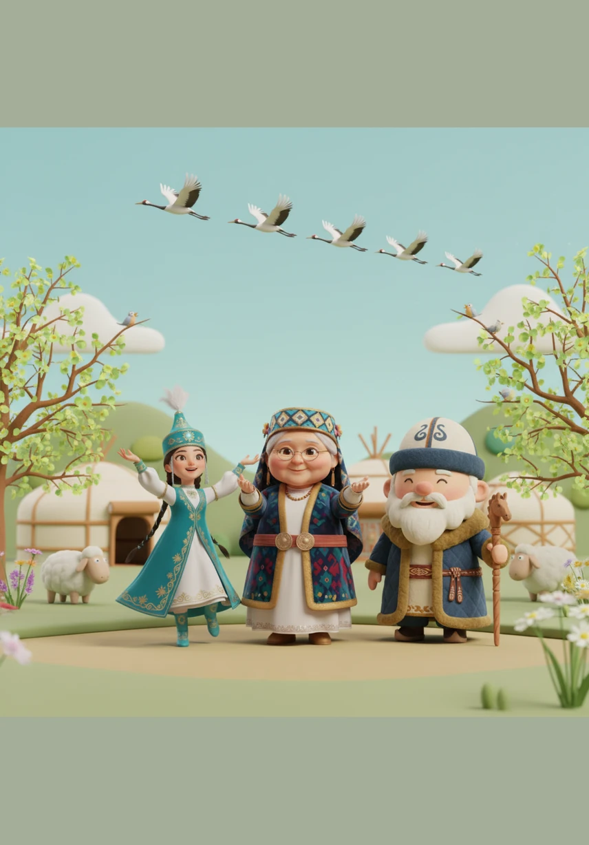 Аспанда құстар ән салып, жылы жақтан оралған тырналардың тізбегі көрінді. Табиғат қысқы ұйқысынан оянып, айнала ақшыл-жасыл түске бөленіп, құлпыра түсті.