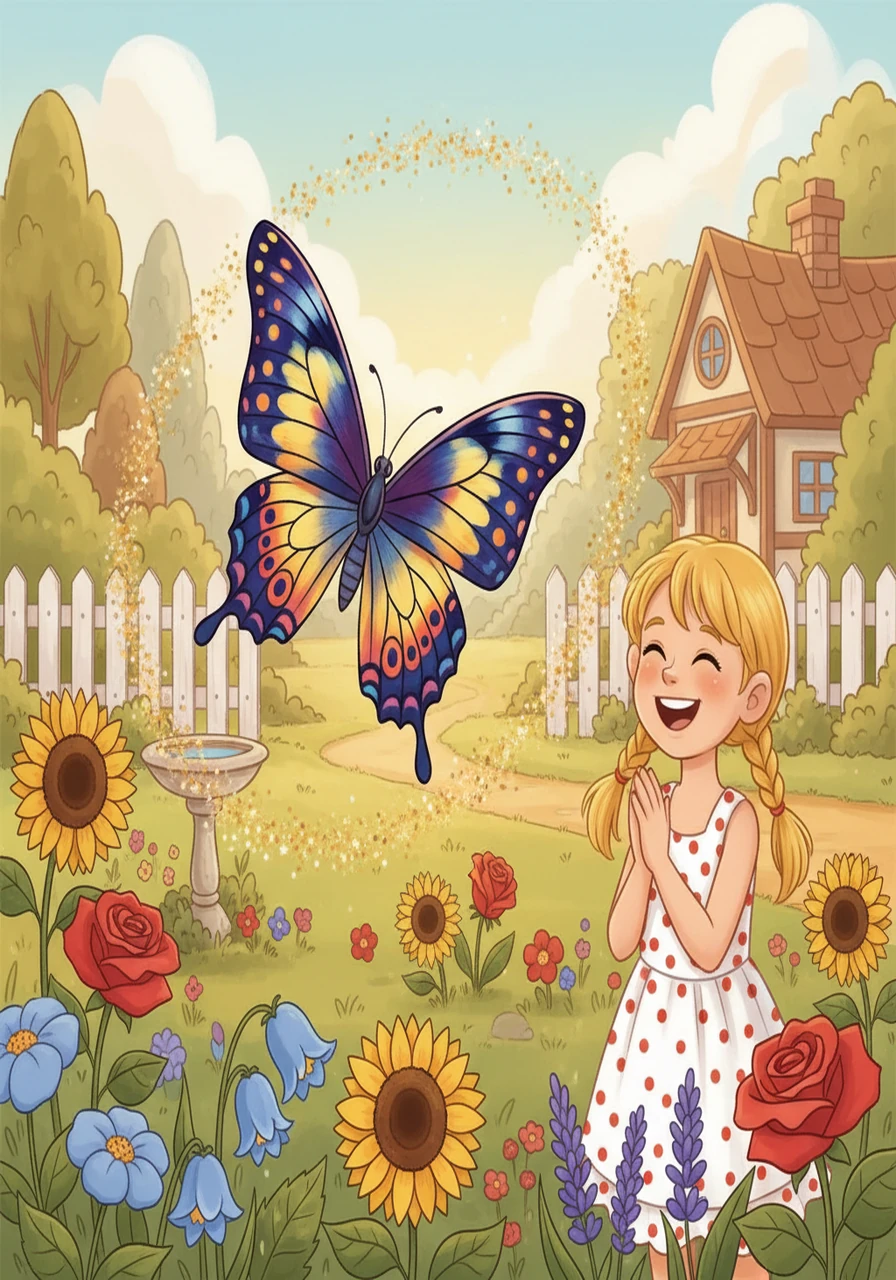 The butterfly, now a creature of the air, fluttered around Sophie's garden. It danced among the flowers, a symbol of change and beauty. Sophie smiled, knowing that even the smallest caterpillar could become something extraordinary.