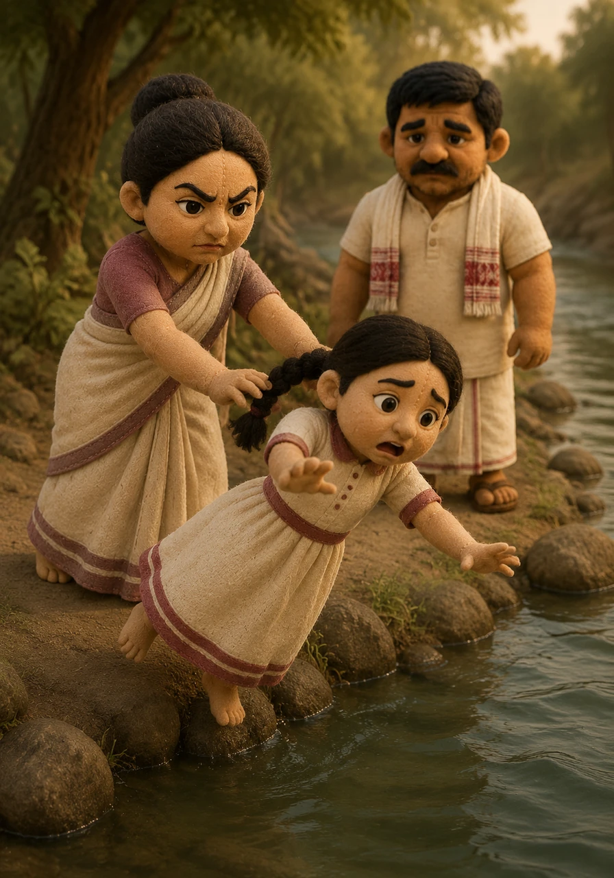 Driven by a heart turned cold with envy, the stepmother committed a terrible act to rid herself of the girl forever. She believed that by silencing Tajimola, she would finally be the only one loved in the house.