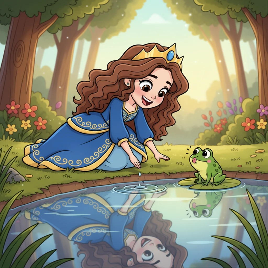 The little frog hopped to the edge of the pond and peered into the water. Its reflection showed a wide-mouthed, lumpy creature, and a tiny, surprised croak escaped its throat.