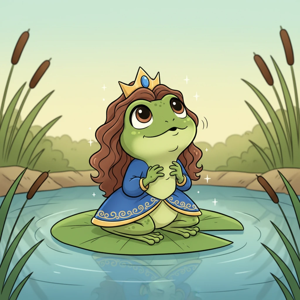 Lilybelle, despite her shock, felt a strange sense of freedom as a frog. She took a deep breath of fresh pond air, realizing this new form might offer a chance to explore without her usual shyness.