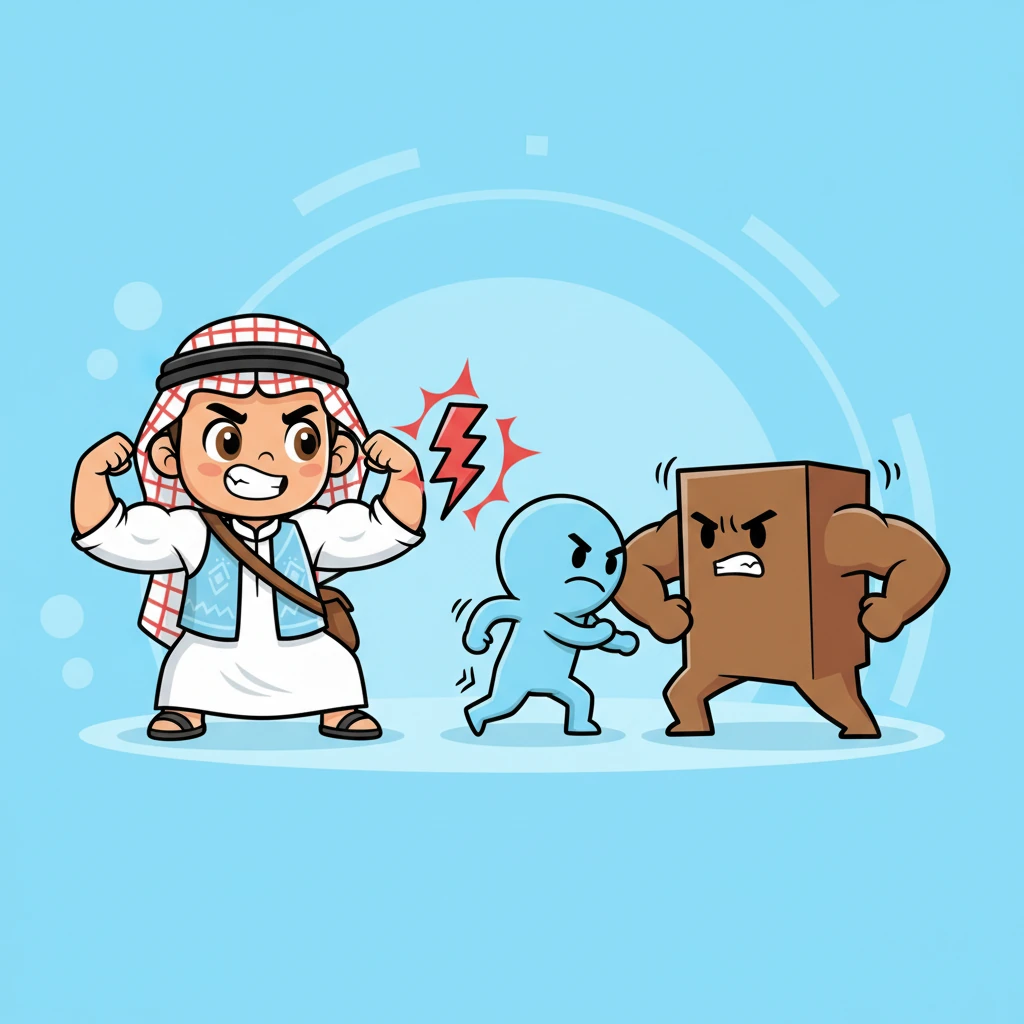 يحاول أمبير الانسياب والعبور، لكن ريزيستور يقف في طريقه بقوة، مما يجعله يتباطأ ويتعثر. يرى فولت هذا العرقلة ويشد عضلاته، مستعدًا لدفع أمبير بقوة أكبر للتغلب على ريزيستور.