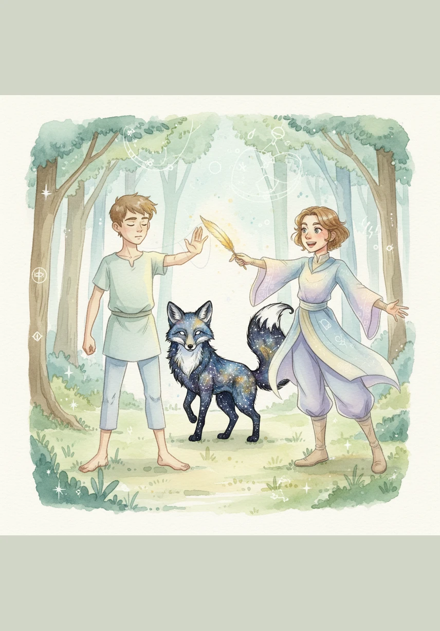 One of the weavers handed Oliver a golden quill and told him that his own thoughts could shape this world. He tentatively drew a line in the air, and a bridge of rainbows materialized instantly.