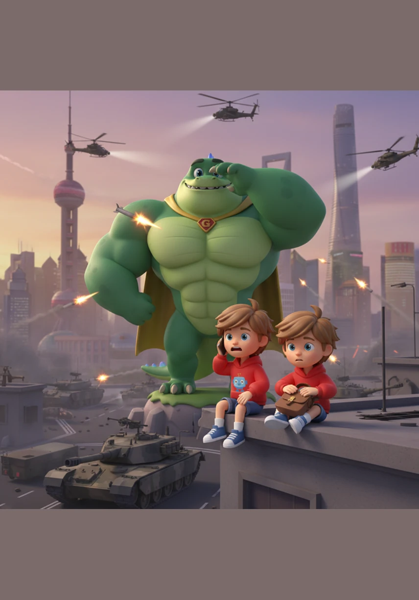 Thinking quickly, Jace managed to get through to a military emergency line to report the titan's exact location. Within minutes, the sound of heavy rotors and engines filled the air as the army arrived with tanks and helicopters to defend the city of Shanghai.