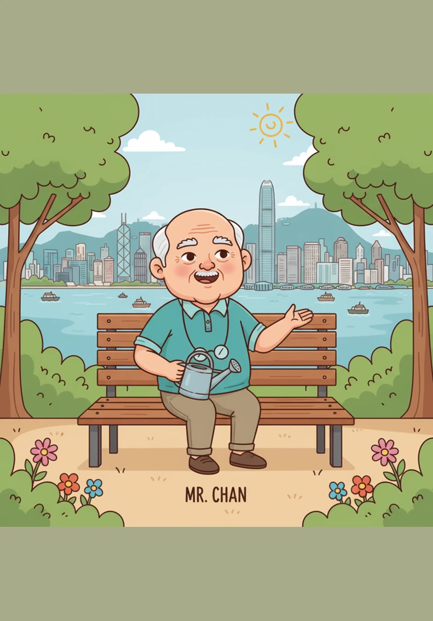 With no more worries about daily expenses, Mr. Chan sets up his easel at a quiet park overlooking the Victoria Harbour. He spends his afternoons painting the vibrant landscapes of the city he loves, fueled by the reliable income from his policy.