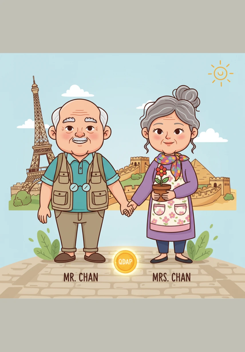 Mr. Chan and his wife embark on a long-awaited journey, exploring new cultures with the confidence that their lifestyle is protected. The QDAP payments act as a reliable companion, ensuring they never have to compromise on their comfort or adventures.